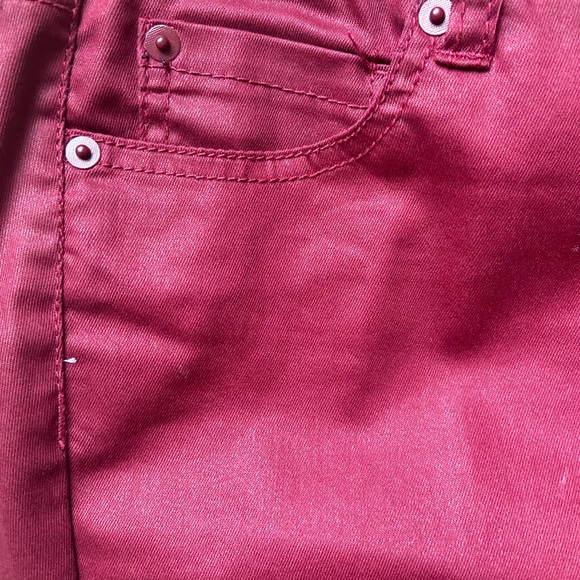 Bisou Bisou Coated Burgundy Red Skinny Jeans Size 10 - Picture 9 of 9